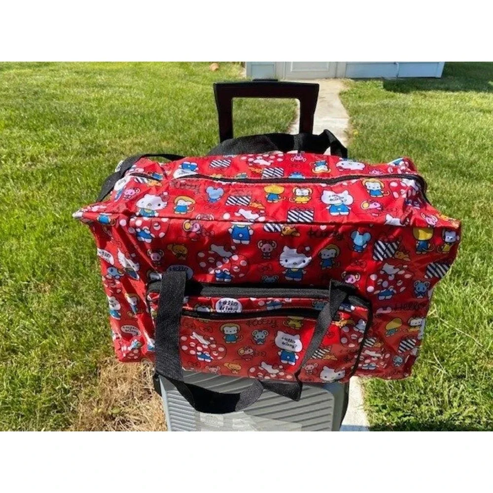 Accessories | Hello Kitty Red Rolling Duffle Bag Travel Luggage Cute ...